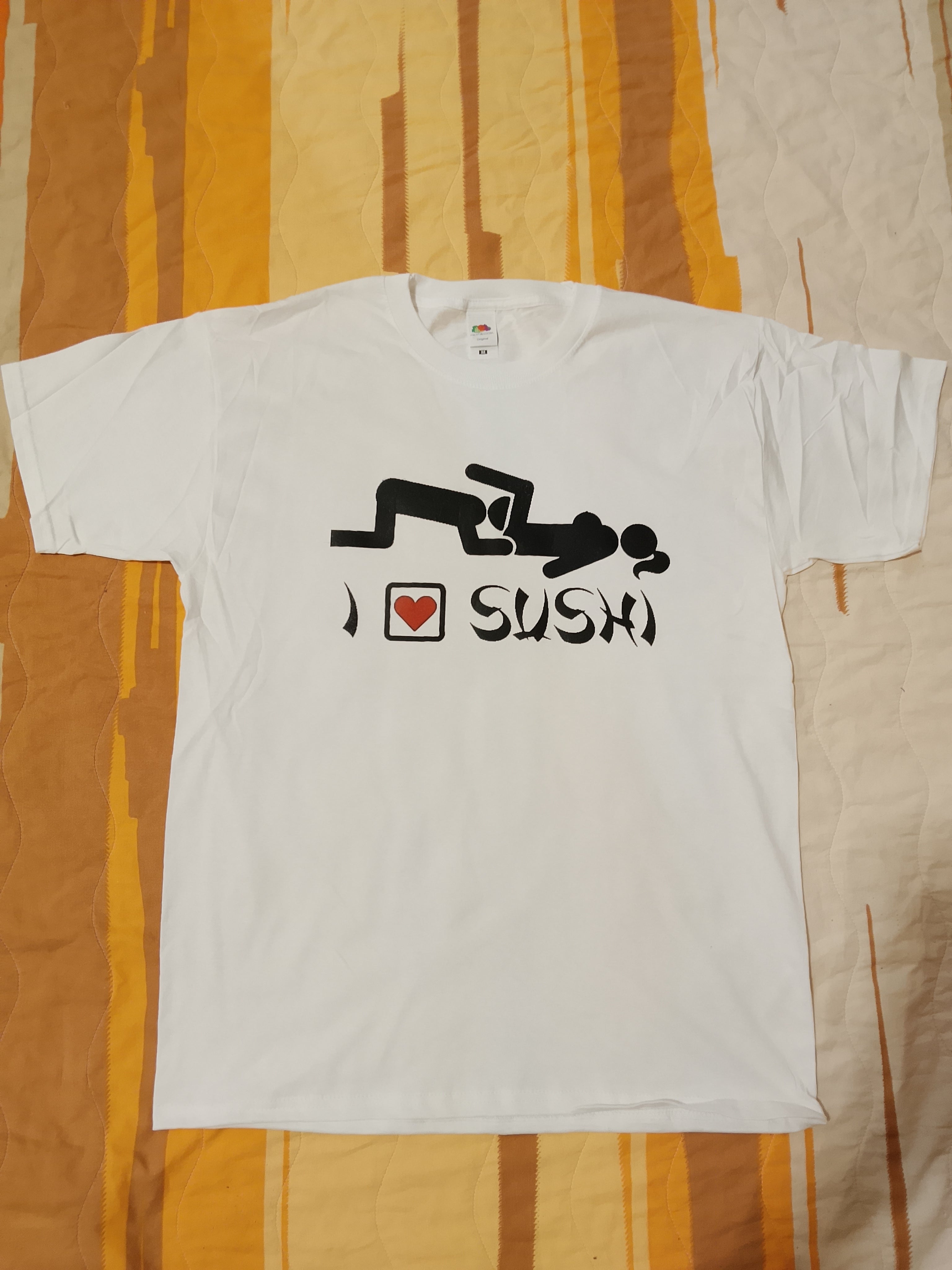 Tshirt fruit of the loom con stampa DTF divertente I love sushi