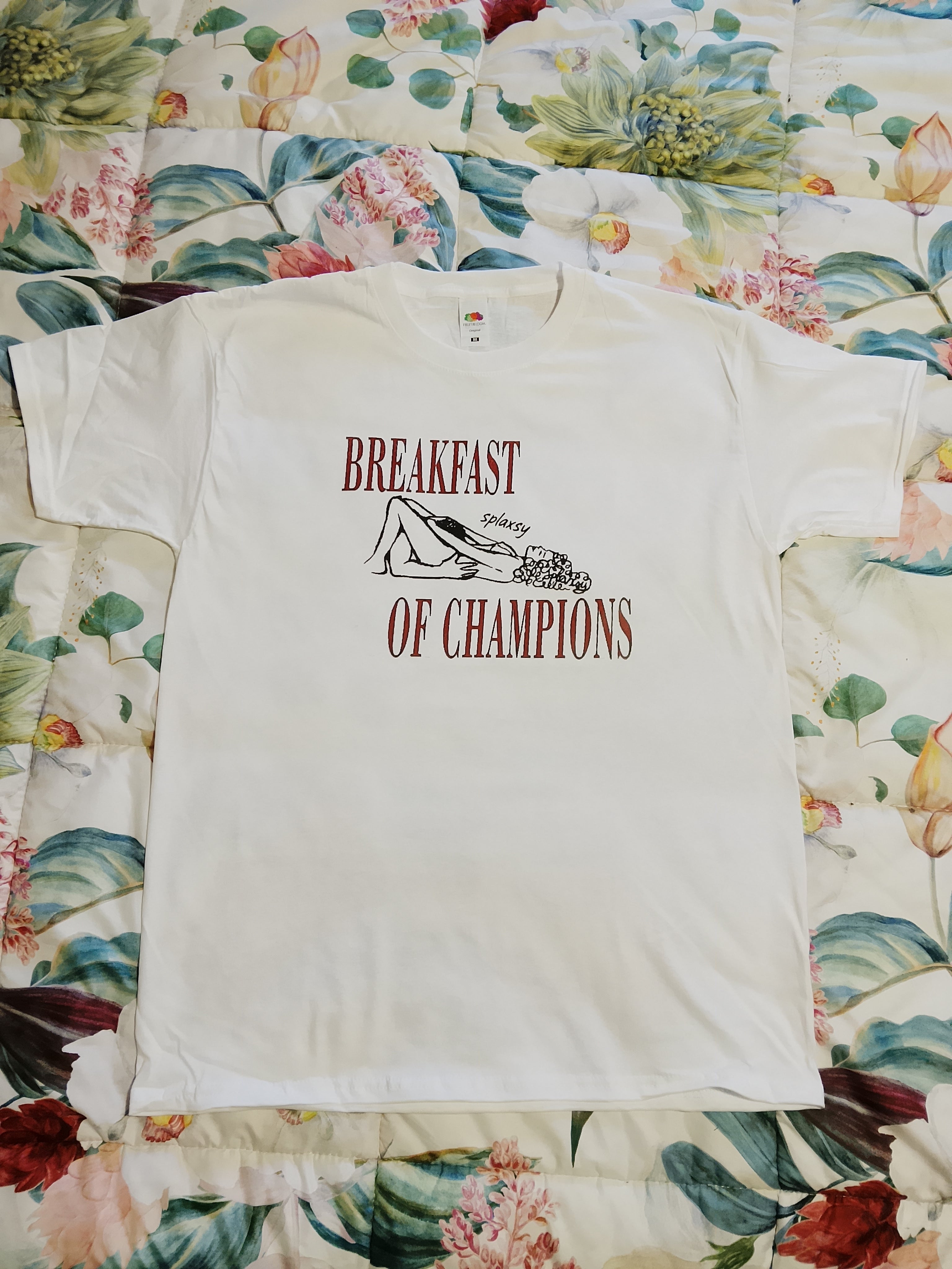 Tshirt fruit of the loom taglia M con originale stampa in DTF Breakfast Champions