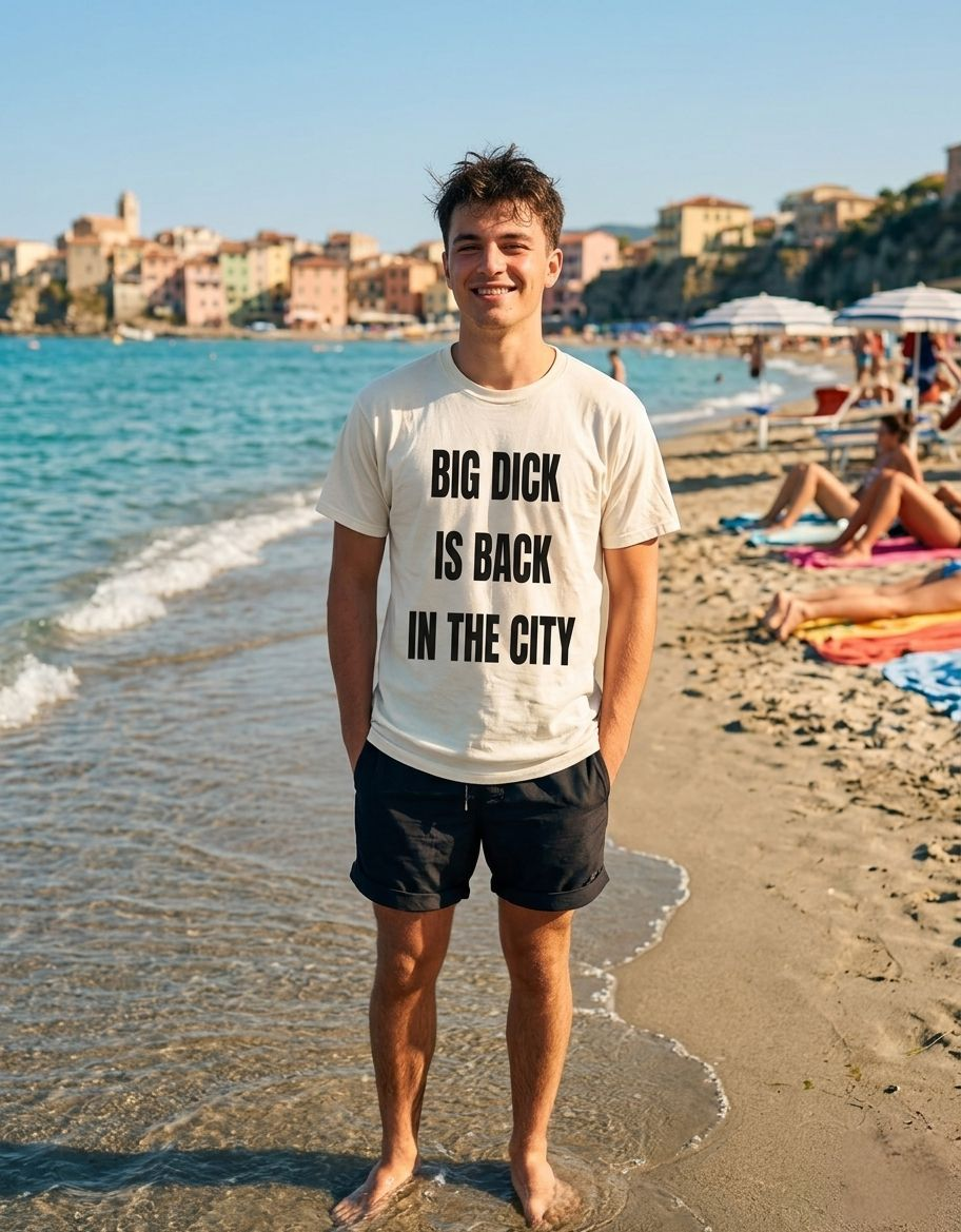 T-shirt cotone con scritta "BIG DICK IS BACK IN THE CITY"