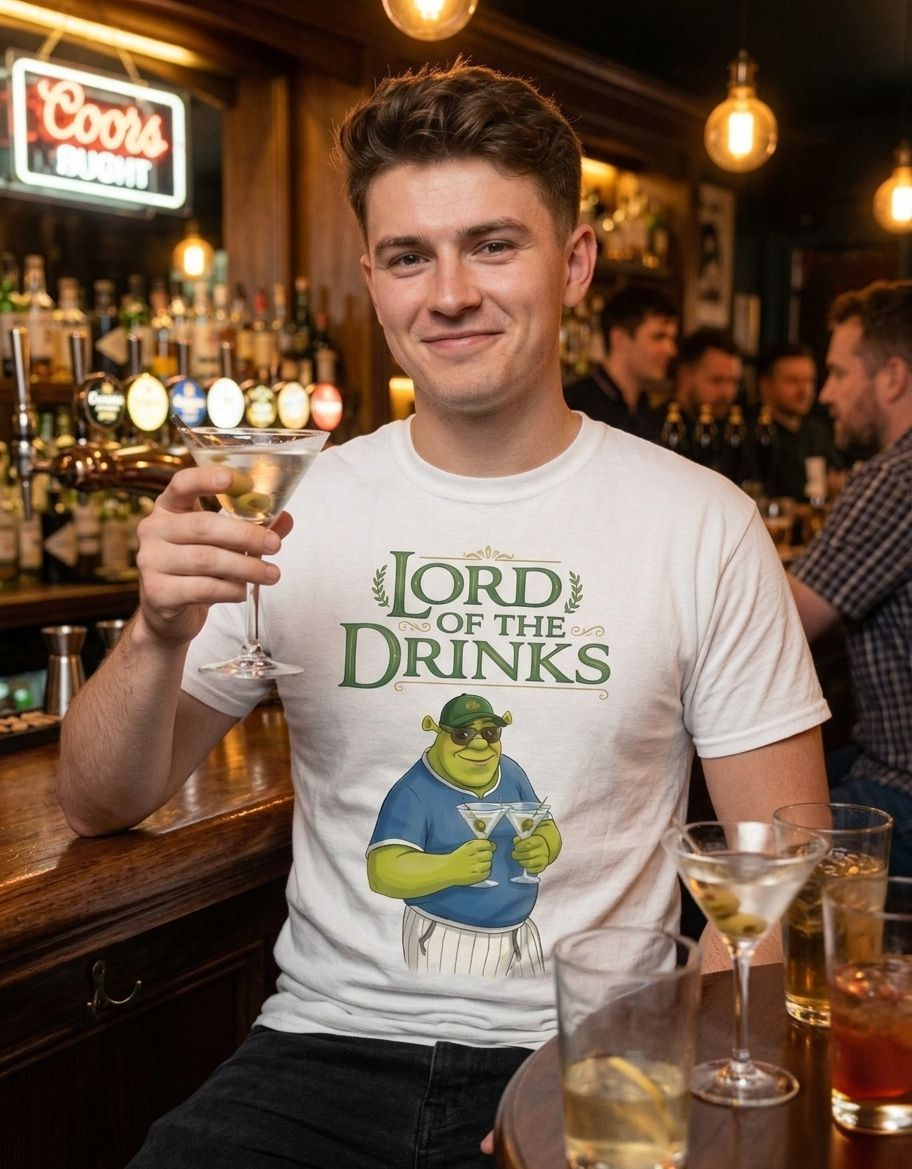 T-shirt cotone Lord of drinks in stile shrek