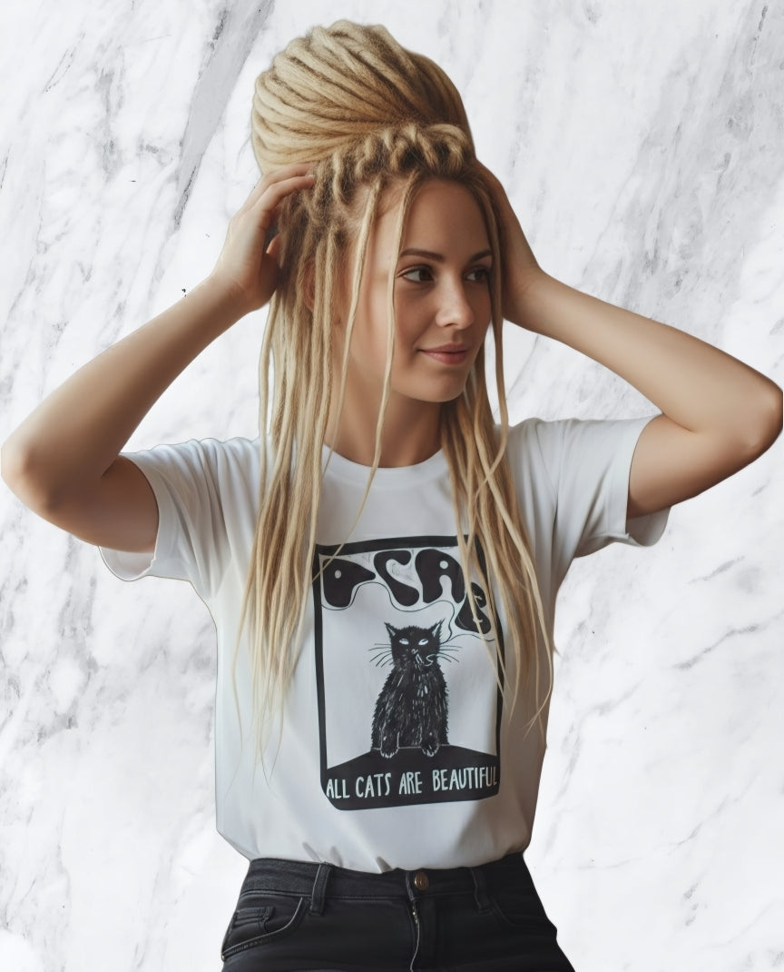 T-shirt unisex cotone a tema Acab (All Cats Are Beautiful)